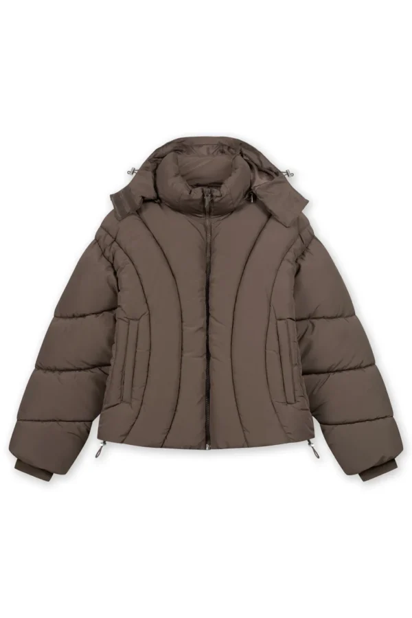 Favela Abstrakte Puffer Jacke Braun