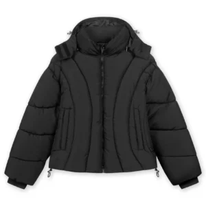 Favela Abstrakte Puffer Jacke Schwarz