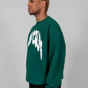 COMIC FOREST GREEN CREWNECK